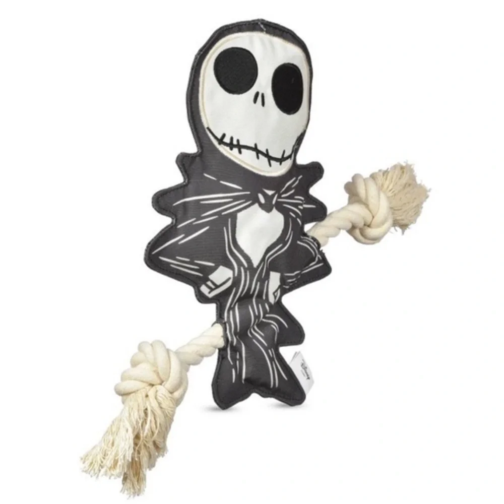 Disney Nightmare Before Christmas Jack Skellington Flattie Squeaker Toy w/ Rope